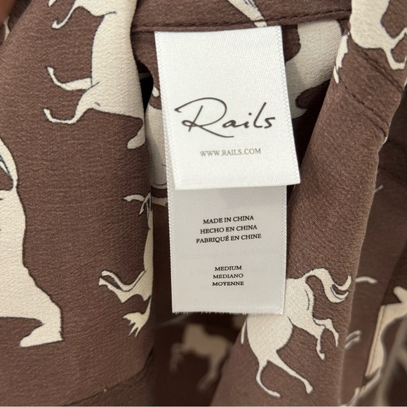 Rails "Kate" Silk Brown Horse Print Button Up Blouse M NWT ($268) - Picture 9 of 12